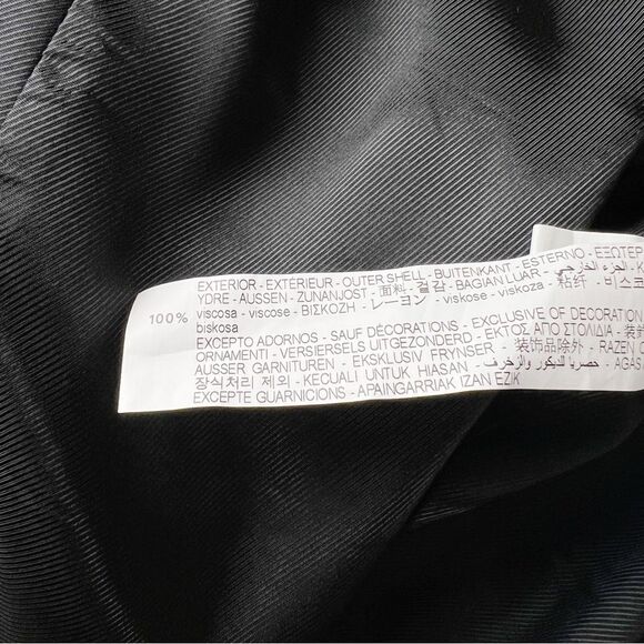 ZARA Green Satin Double-Breasted Feather Cuff Blazer Size X-Small - Picture 7 of 9